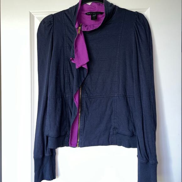Marc by Marc Jacobs Ruffled Knit Zip Jacket Navy L - Picture 1 of 6